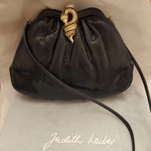 Judith Lieber Snake Skin Evening Bag Crossbody Purse Navy